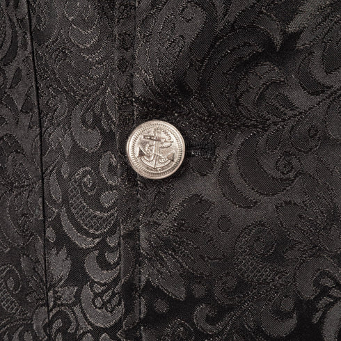 SiaLinda for Men: Langweste Aki, Jacquard, Frack Weste, Brokat schwarz - SiaLinda.com